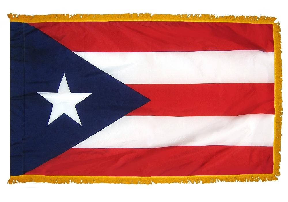 Buy Puerto Rico - 3'X5' Nylon Flag with Pole Hem and Gold Fringe | Flagline