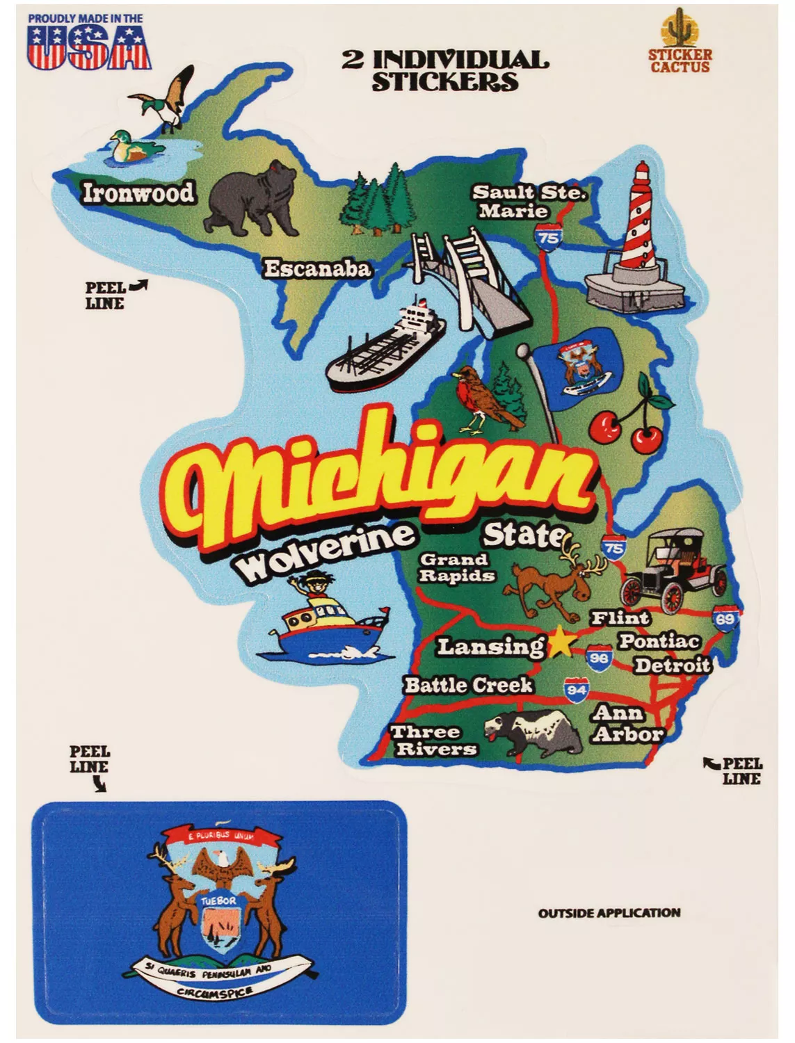Michigan Map Vinyl Sticker