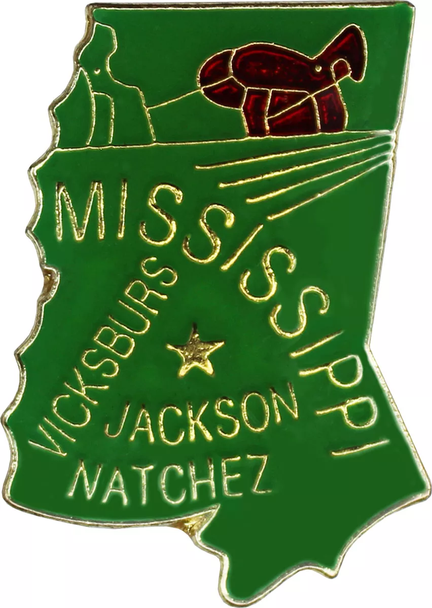 Mississippi State Map Lapel Pin