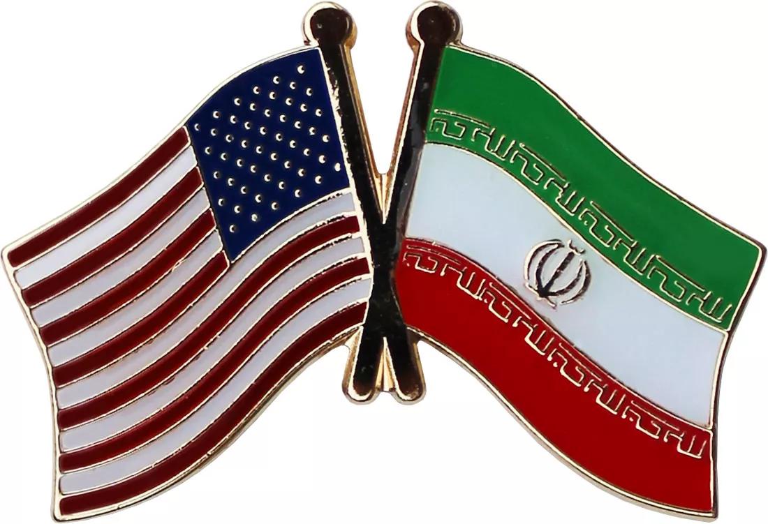 USA and Iran Flag Friendship Lapel PIn