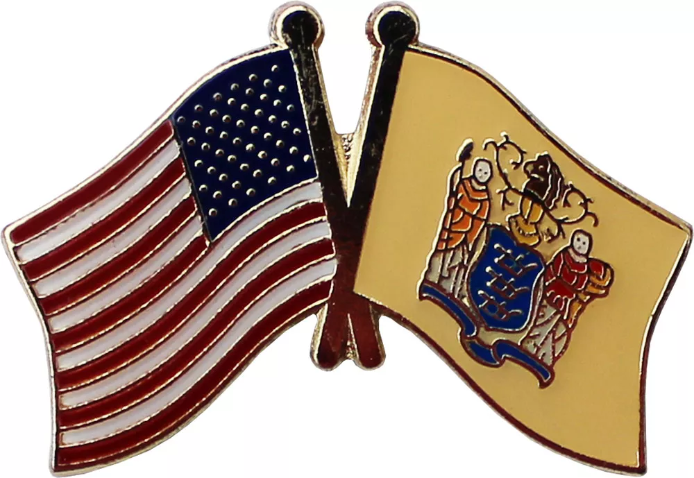USA and New Jersey Flag Friendship Lapel Pin
