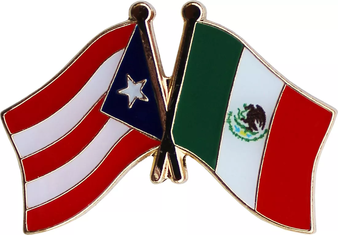 Puerto Rico and Mexico Flag Friendship Lapel Pin