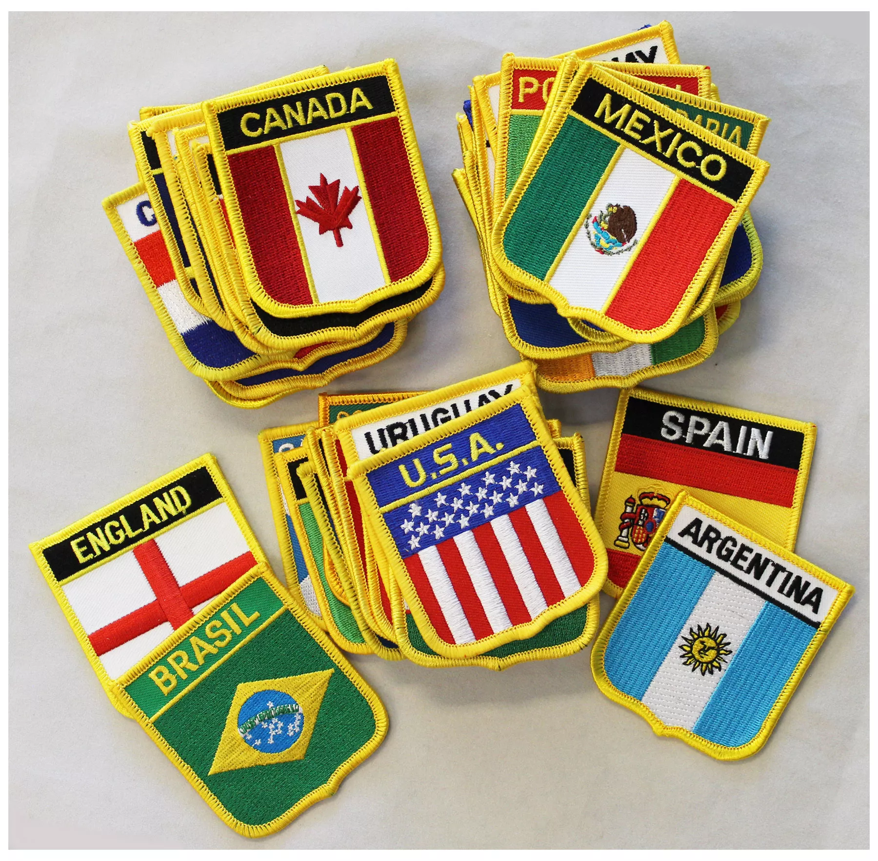 World Cup Soccer Country Flag Shield Patch Set