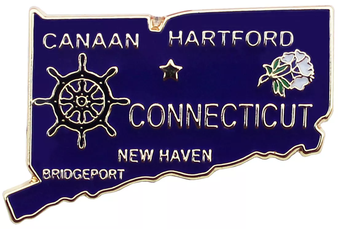 Connecticut State Map Lapel Pin
