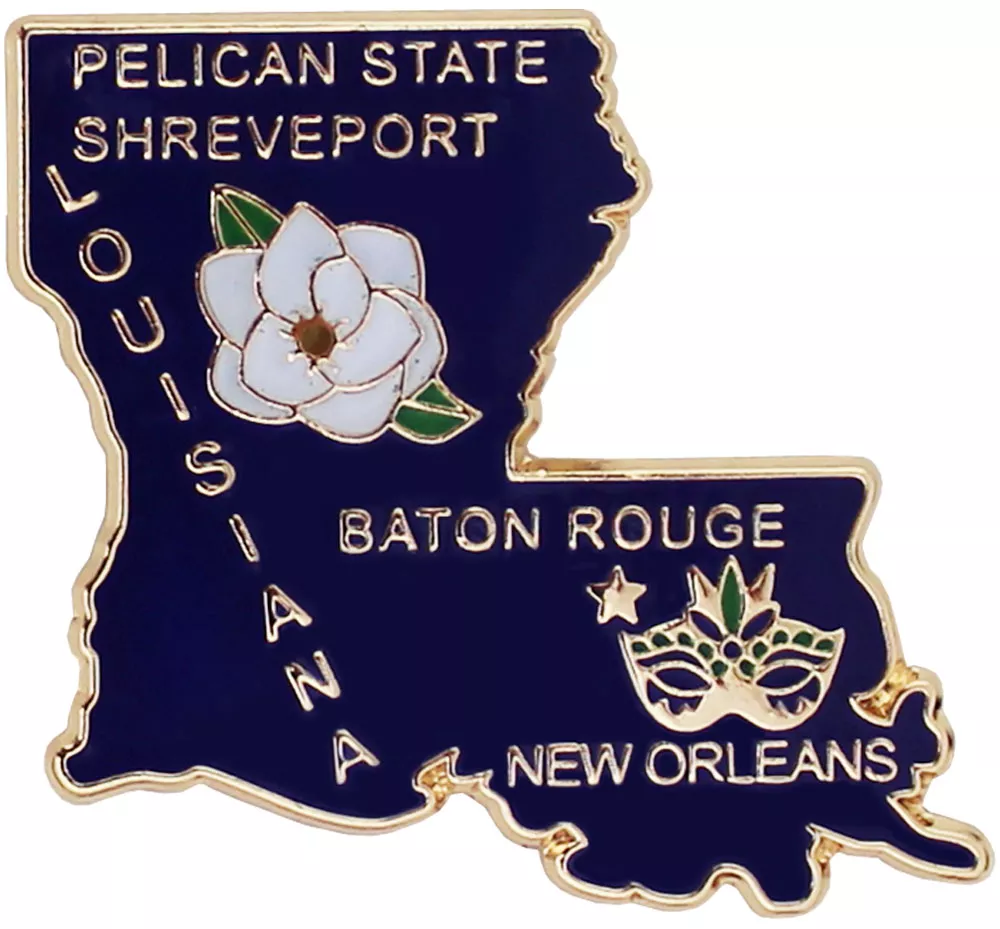 Louisiana State Map Lapel Pin
