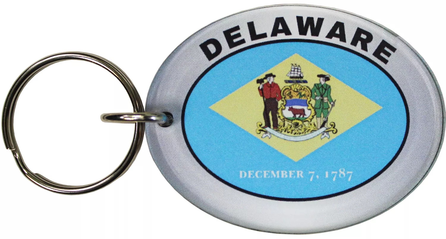 Delaware Flag Oval Keyring