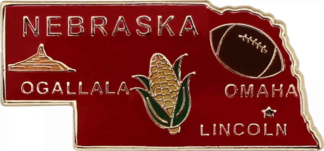 Nebraska State Map Lapel Pin