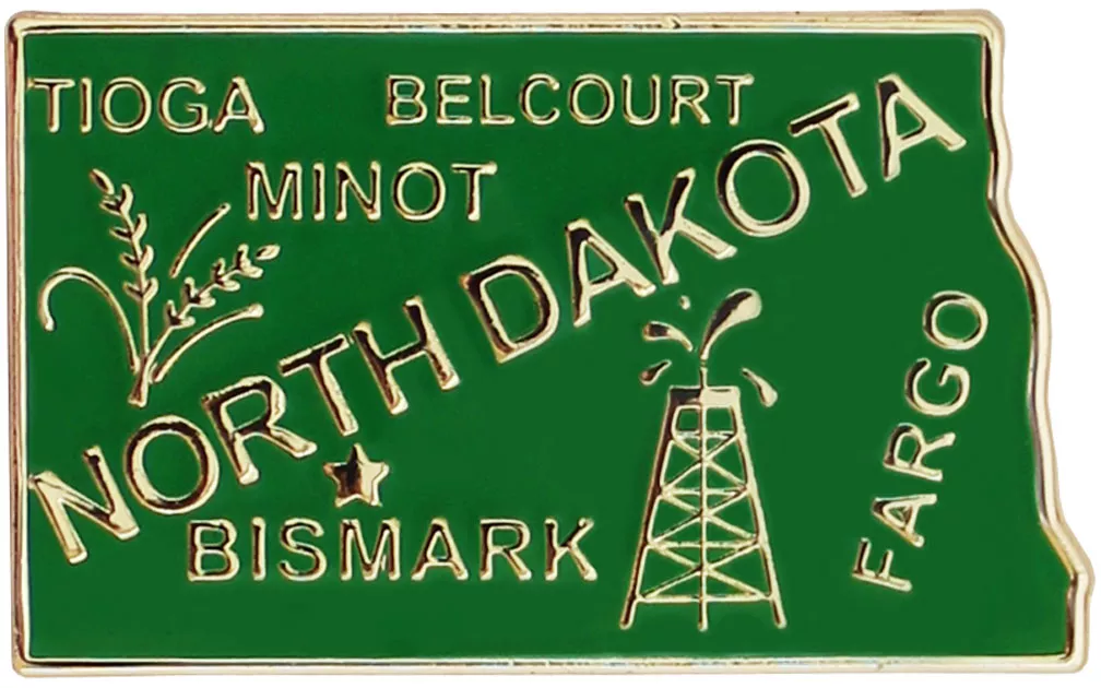 North Dakota State Map Lapel Pin