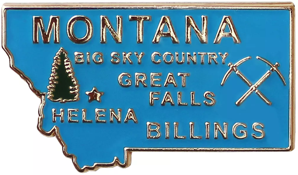 Montana State Map Metal Lapel Pin