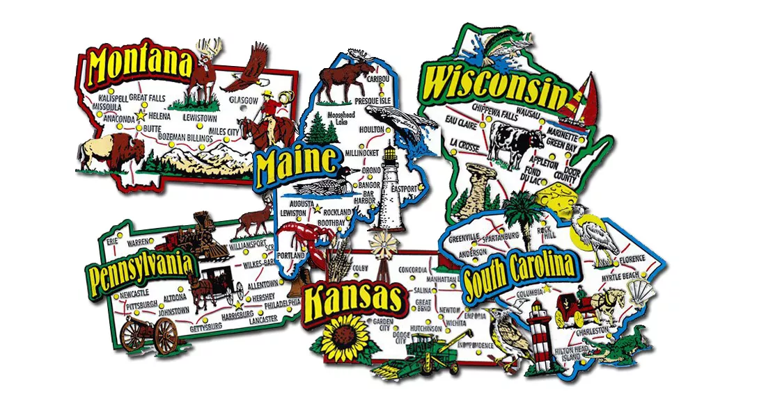 50 US State Magnet Set