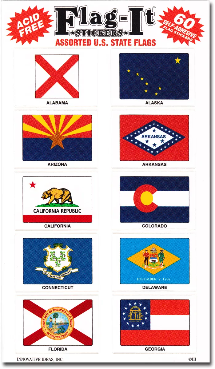 US States and Territories (60 Count) Sticker Pack