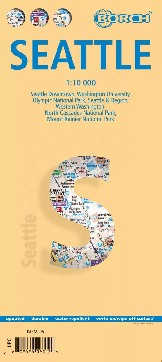 Seattle - Laminated Borch US City Map