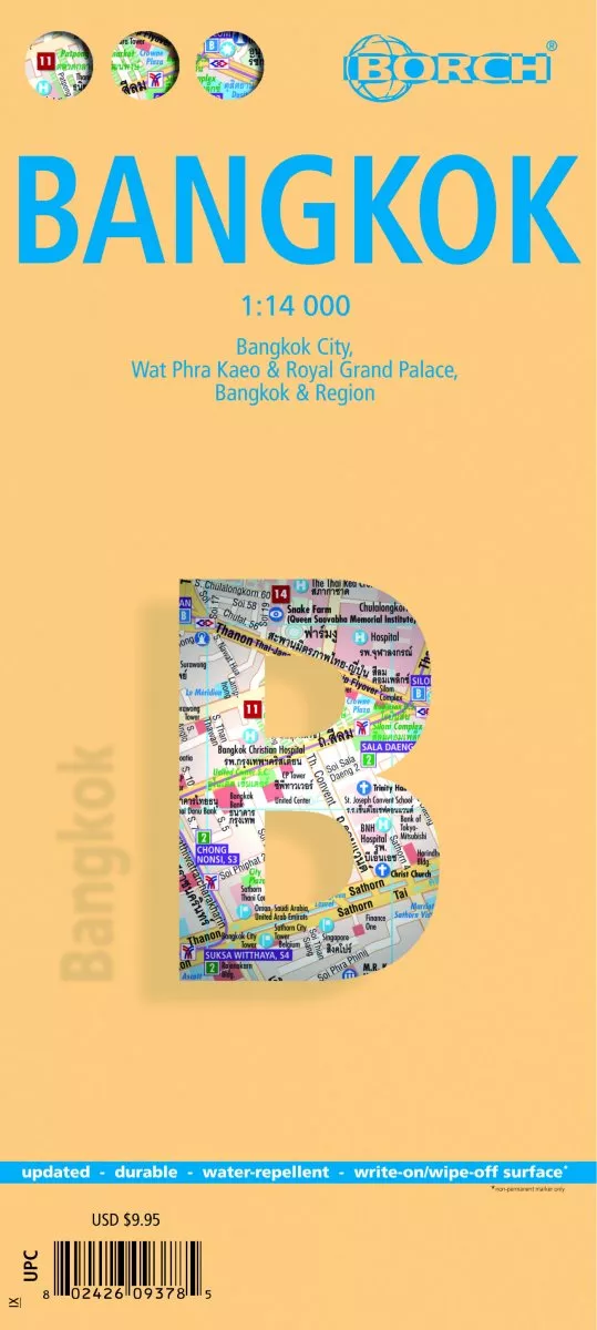Bangkok - Laminated Borch City Map