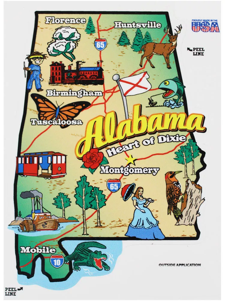 Alabama State Map Die Cut Sticker