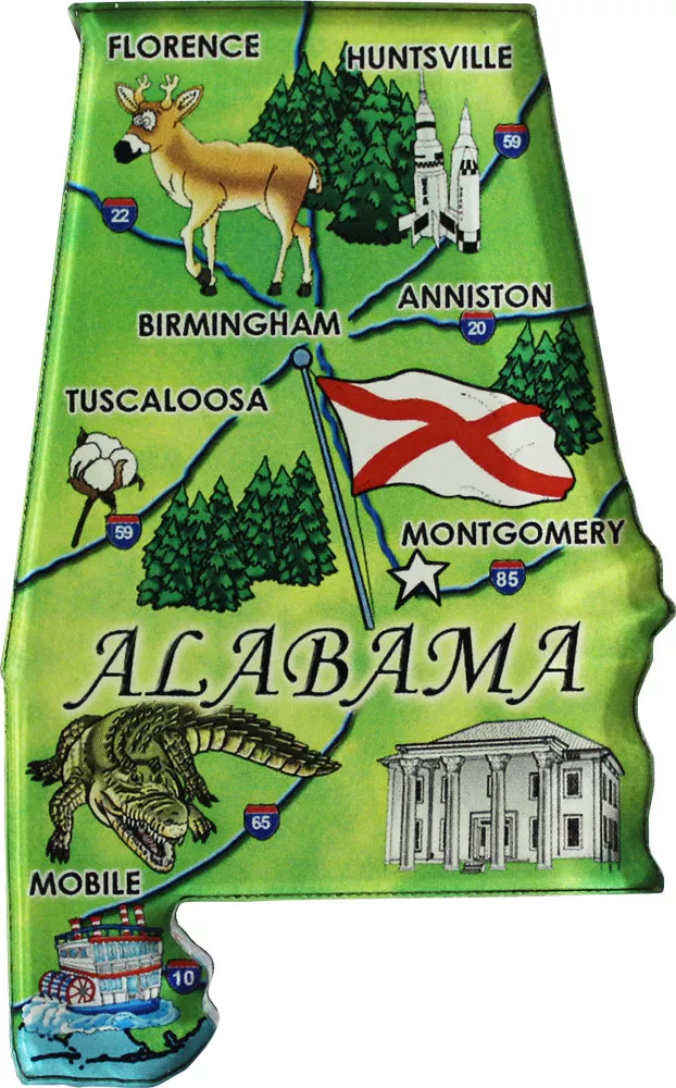 Alabama Acrylic State Map Magnet