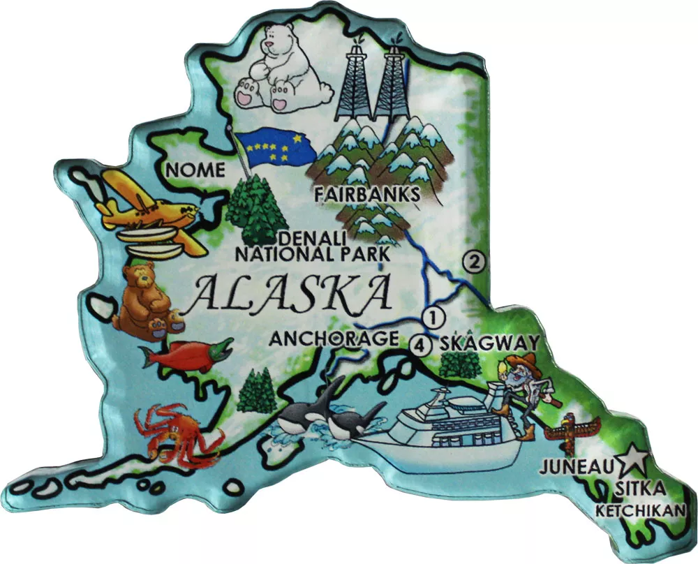 Alaska Acrylic State Map Magnet