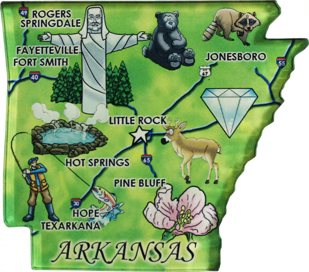 Arkansas Acrylic State Map Magnet