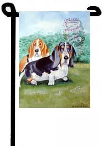 Basset Hound (In the Garden) - 11"x15" 2-Sided Garden Banner