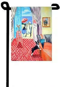 Boston Terrier (Terrace View) - 11"x15" 2-Sided Garden Banner