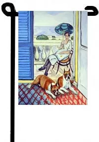 Boxer (On the Terrace) - 11"x15" 2-Sided Garden Banner