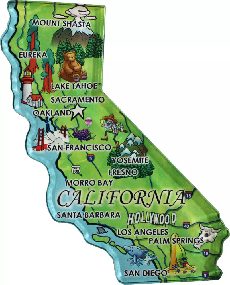 California Acrylic State Map Magnet