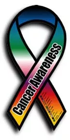 Cancer Awareness Magnet - 4" x 8" Ribbon Magnet (rainbow)