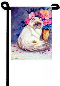Cat (Roses) - 11"x15" 2-Sided Garden Banner