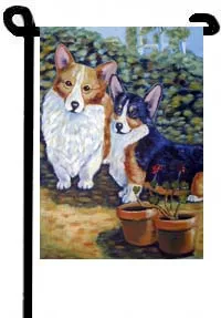 Corgi (Two Corgis - Mona and Lisa) - 11"x15" 2-Sided Garden Banner