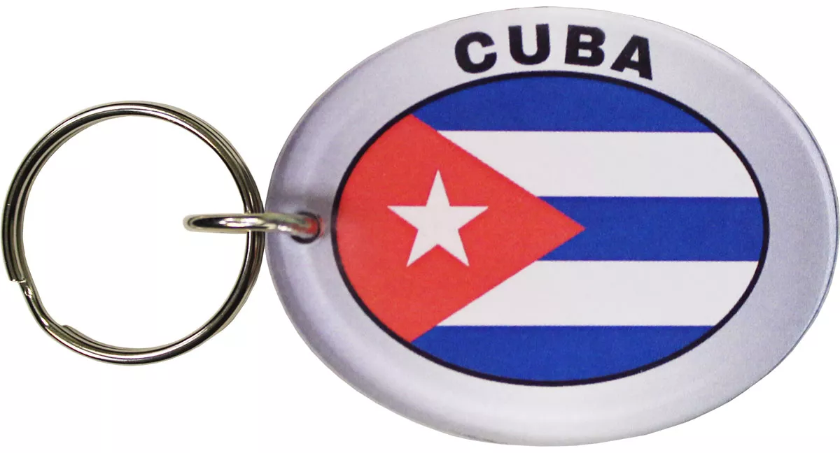 Cuba Oval Acrylic Keyring