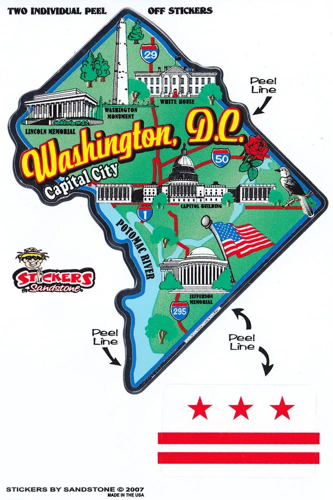 Washington, DC (District of Columbia) State Map Die Cut Sticker