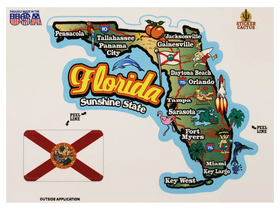 Florida State Map Die Cut Sticker