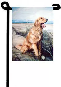 Golden Retriever (At the Beach) - 11"x15" 2-Sided Garden Banner