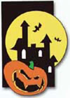 Haunted House with Pumpkin Decorative Banner