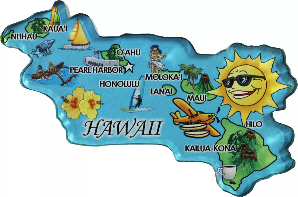 Hawaii Acrylic State Map Magnet