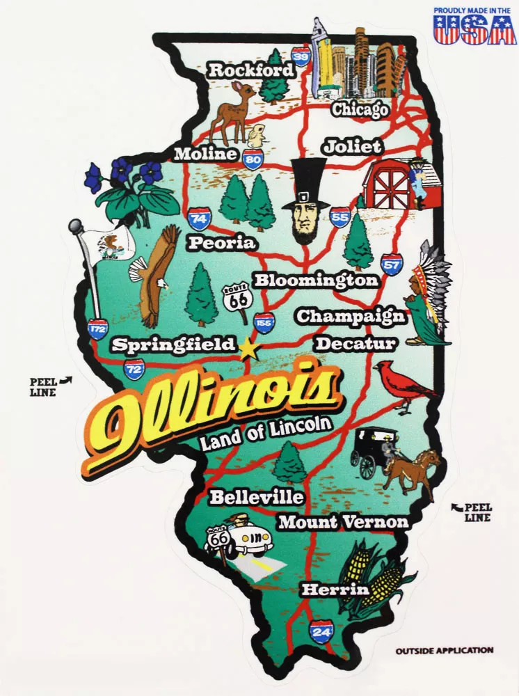 Illinois State Map Die Cut Sticker