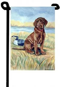 Labrador (Chocolate-Training Day) - 11"x15" 2-Sided Garden Banner