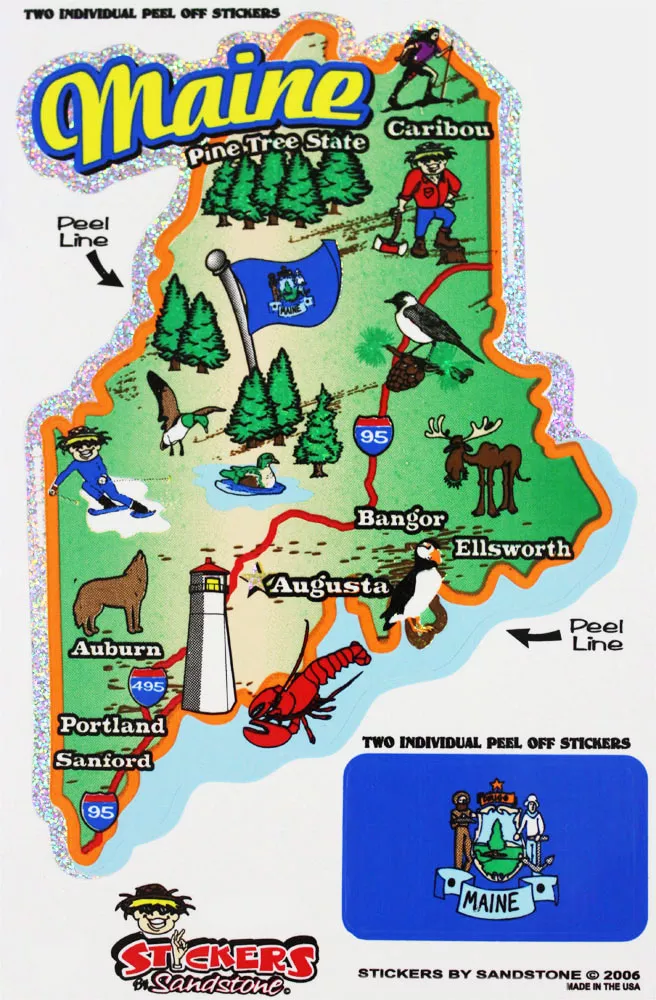 Maine State Map Die Cut Sticker