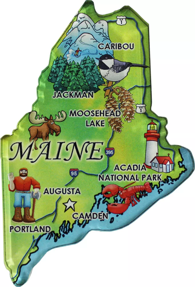 Maine Acrylic State Map Magnet