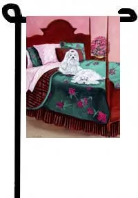 Maltese (Waiting for Mom) - 11"x15" 2-Sided Garden Banner