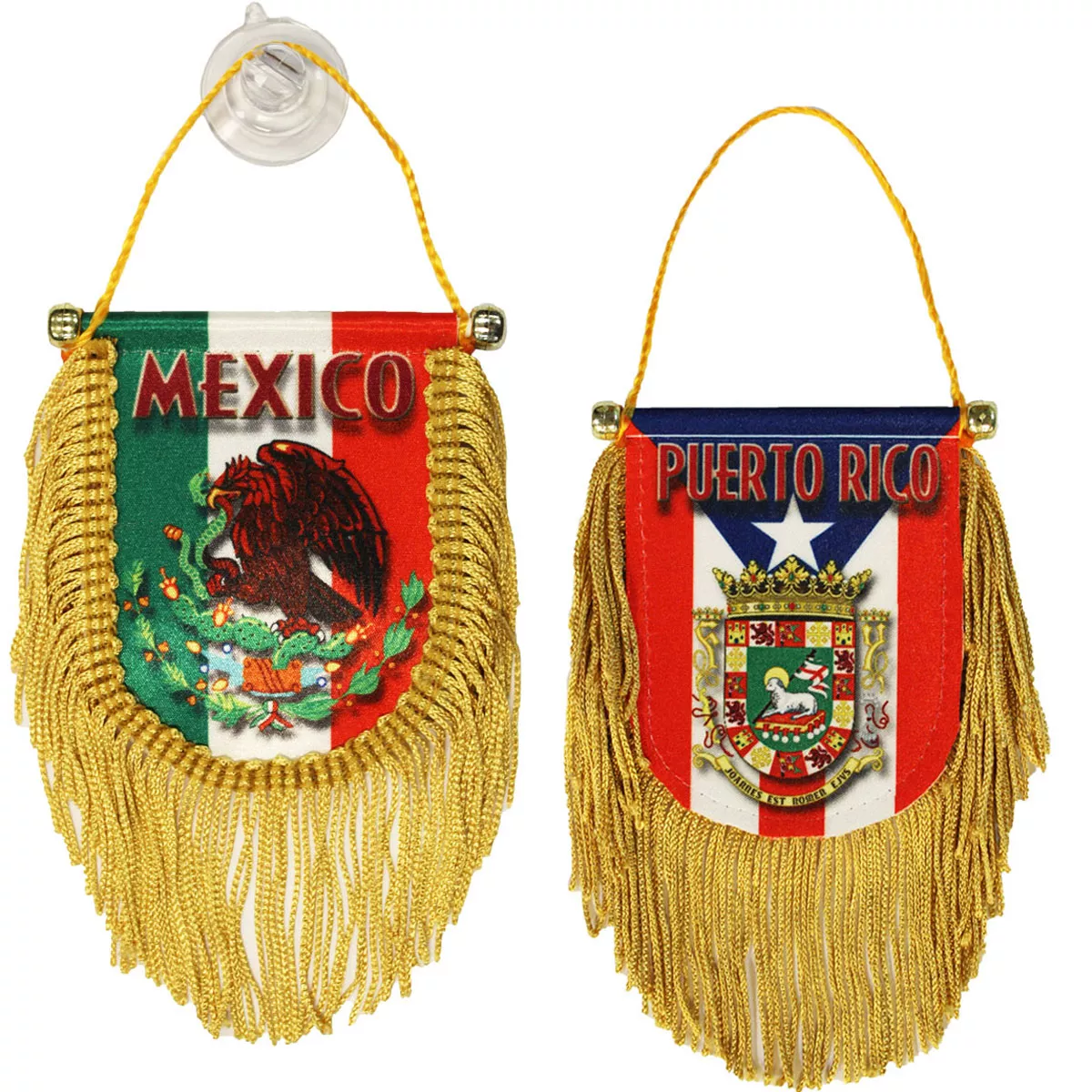 Mexico-Puerto Rico - Double Sided Window Hanging Flag (Shield)