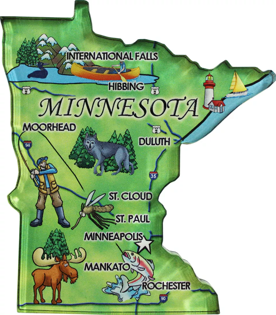 Minnesota Acrylic State Map Magnet