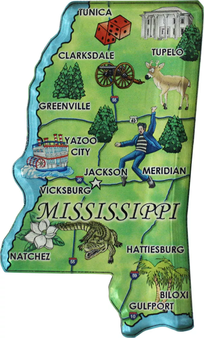 Mississippi Acrylic State Map Magnet