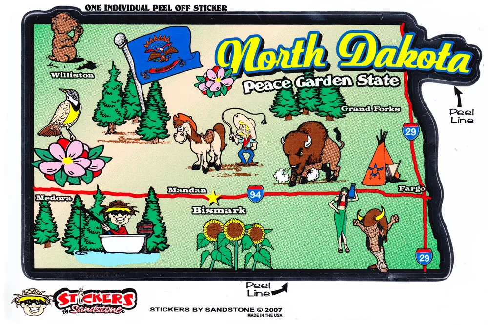 North Dakota State Map Die Cut Sticker