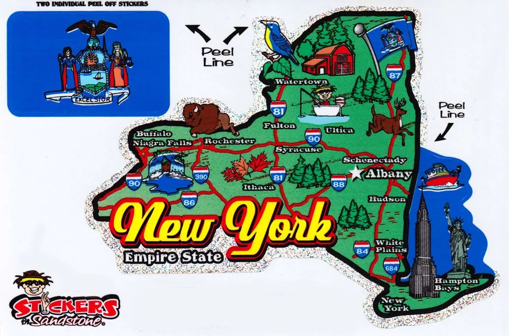 New York State Map Die Cut Sticker
