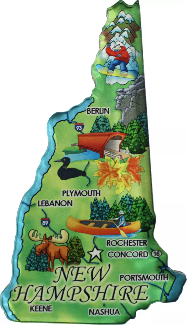 New Hampshire Acrylic State Map Magnet