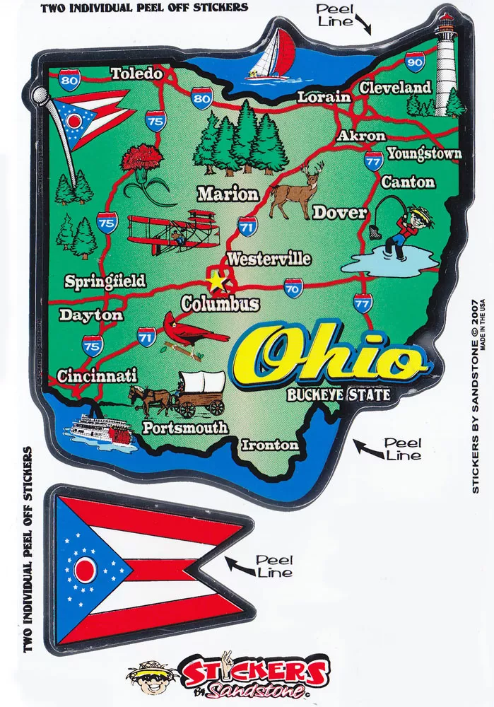 Ohio State Map Die Cut Sticker