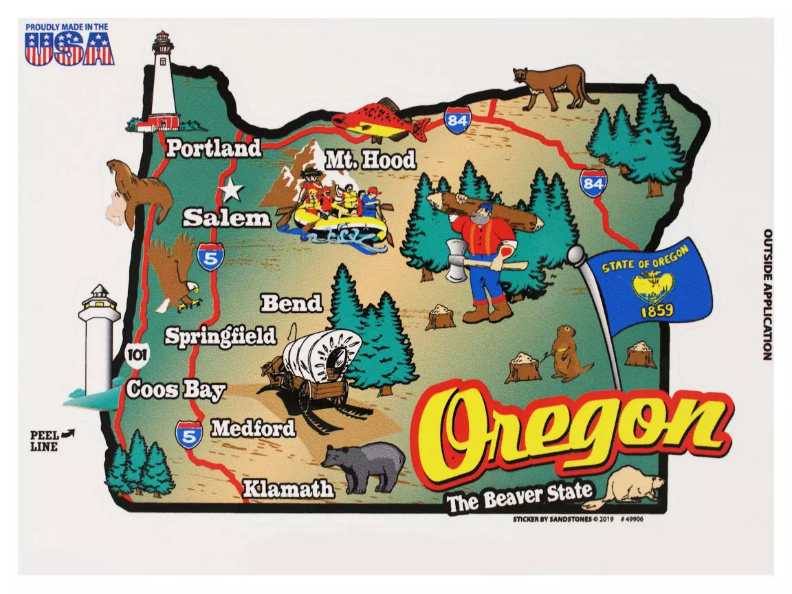 Oregon State Map Die Cut Sticker