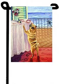 Pug (Fawn Pug-Helping Himself) - 11"x15" 2-Sided Garden Banner