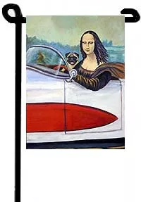 Pug (Pug and Mona Lisa) - 11"x15" 2-Sided Garden Banner