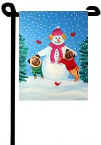 Pug (Frosty's Helper) - 11"x15" 2-Sided Garden Banner